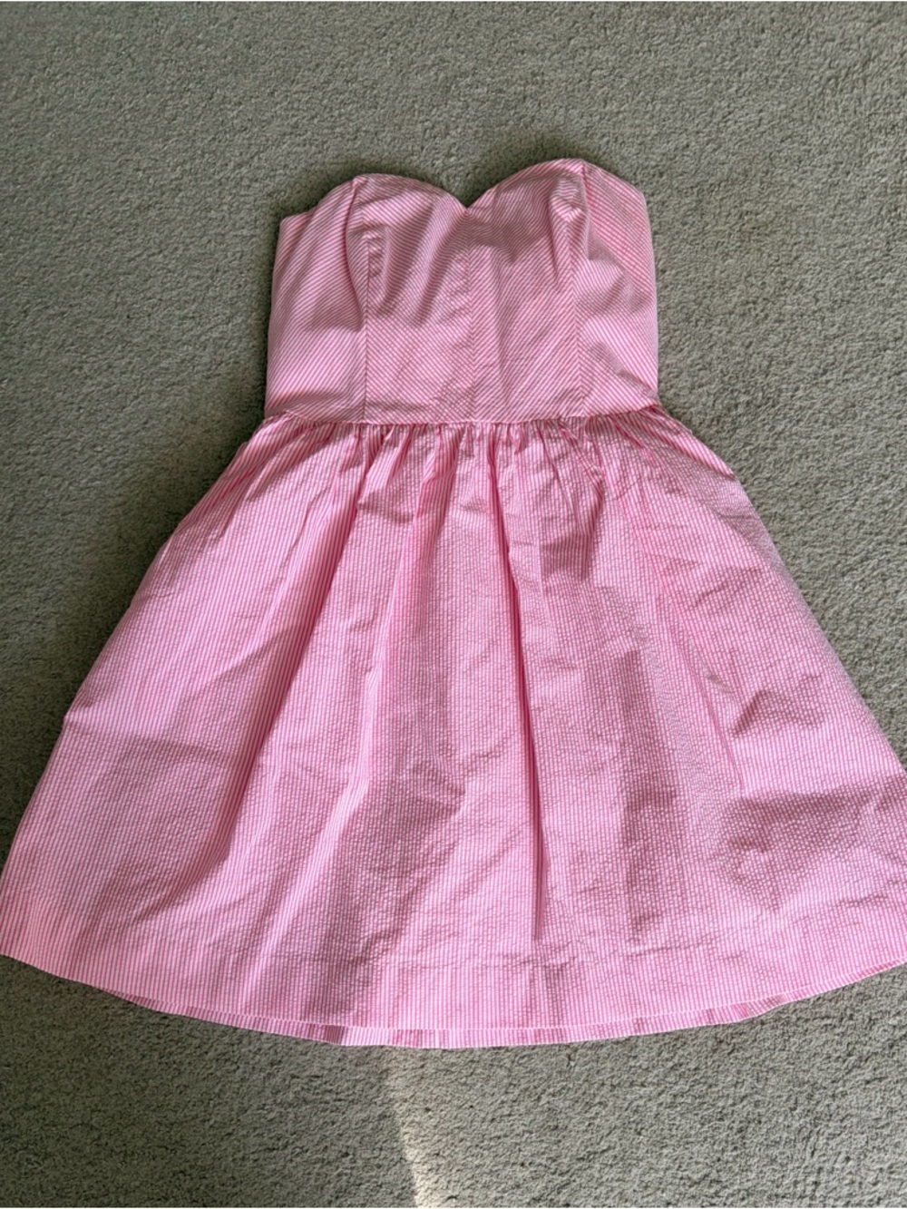 NWOT Lilly Pulitzer Seersucker Richelle Strapless Dress Pink White Stripe Size 0 - Picture 5 of 15